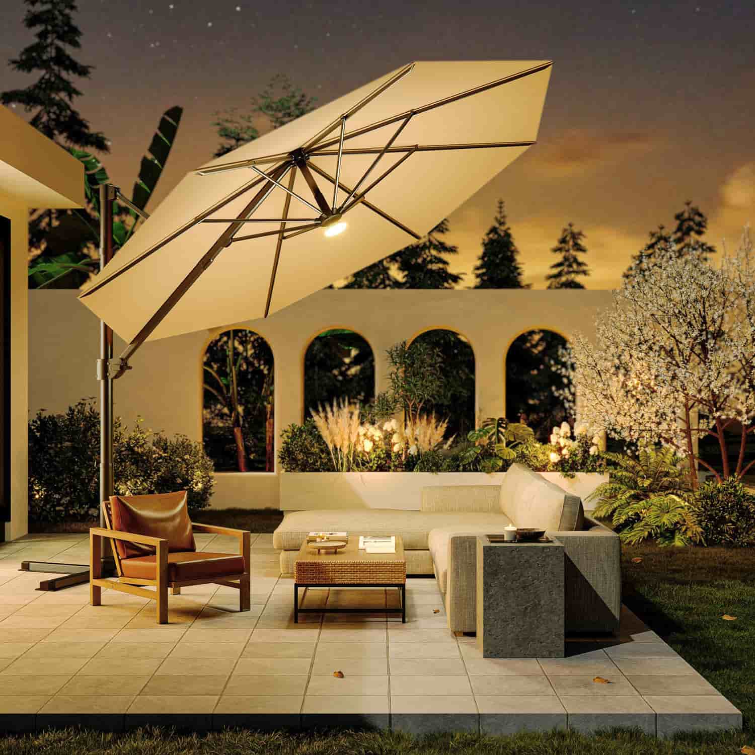 Economy Terrassen-Sonnenschirm mit drehbarem Rund und Quadratischem Outdoor