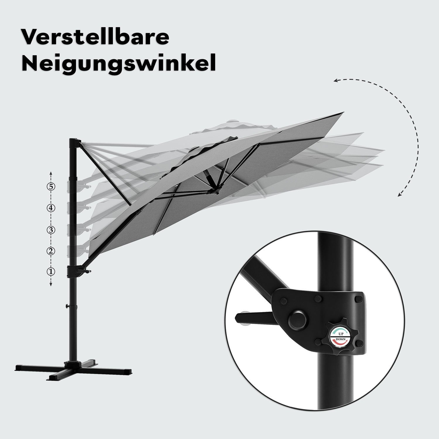 Economy Terrassen-Sonnenschirm mit drehbarem Rund und Quadratischem Outdoor