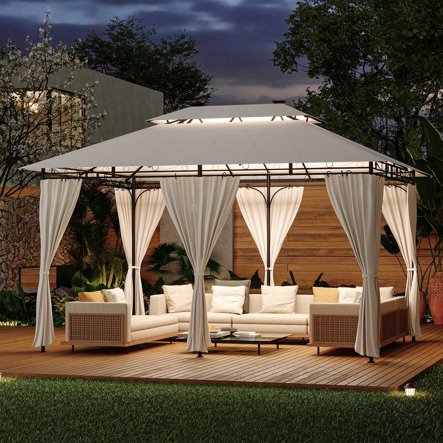 Gartenpavillon mit LED-Beleuchtung