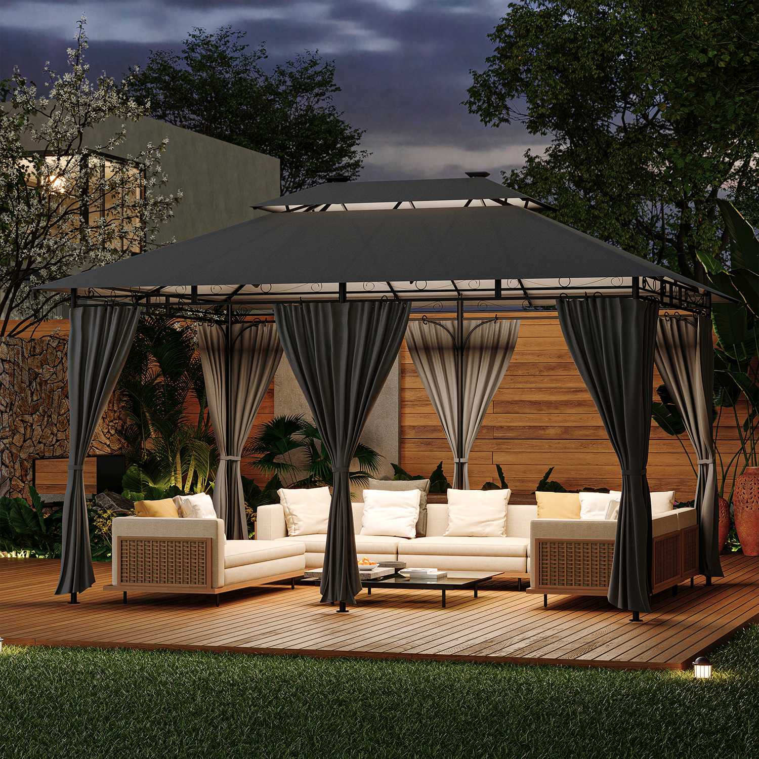 Gartenpavillon mit LED-Beleuchtung