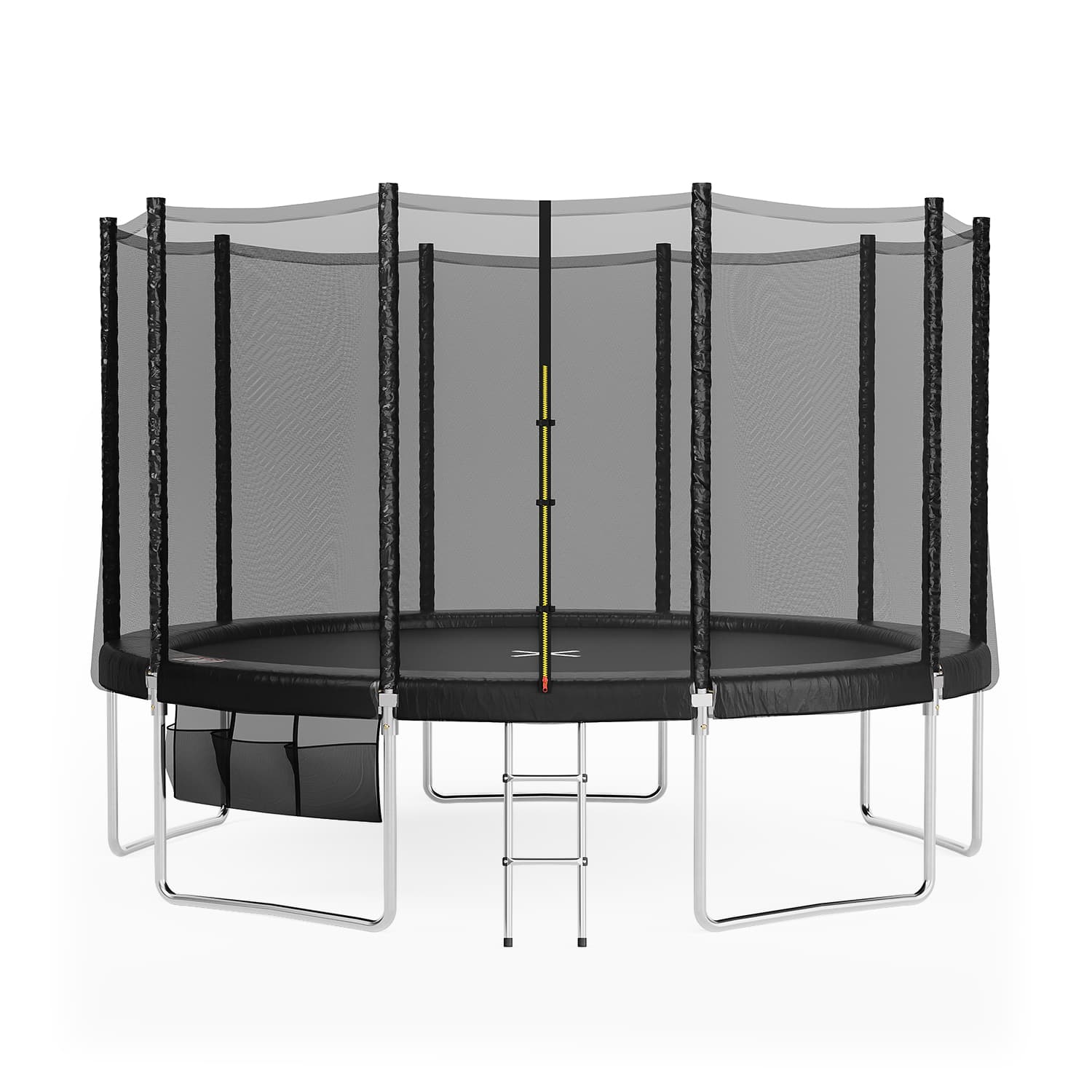 E1 Trampolin mit Sicherheitsnetz und Leiter, Ø 183-427cm, Schwarz