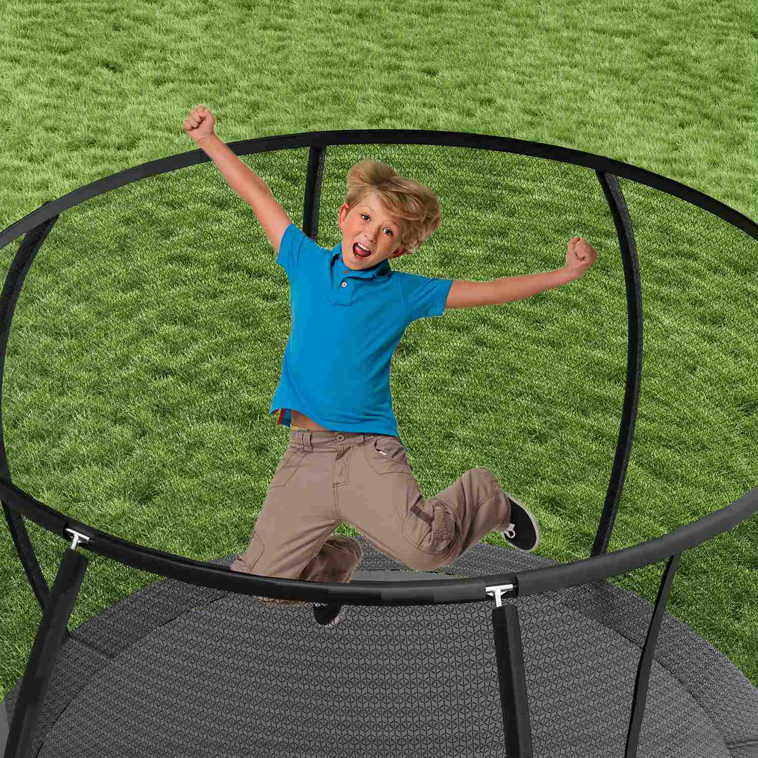 Trampoline mit Sicherheitsnetz und Leiter, Ø 244-427cm