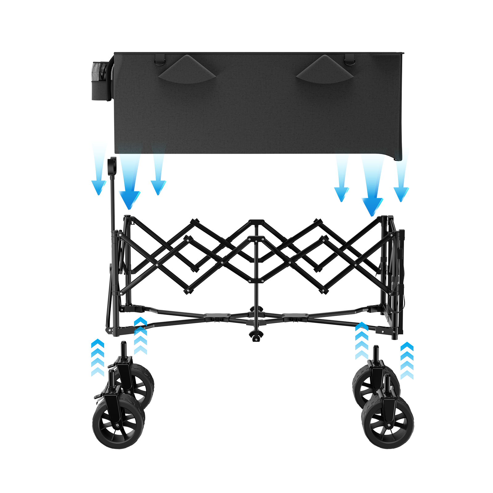 Faltbarer Bollerwagen 150KG mit einseitig aufklappbarer Seitenwand