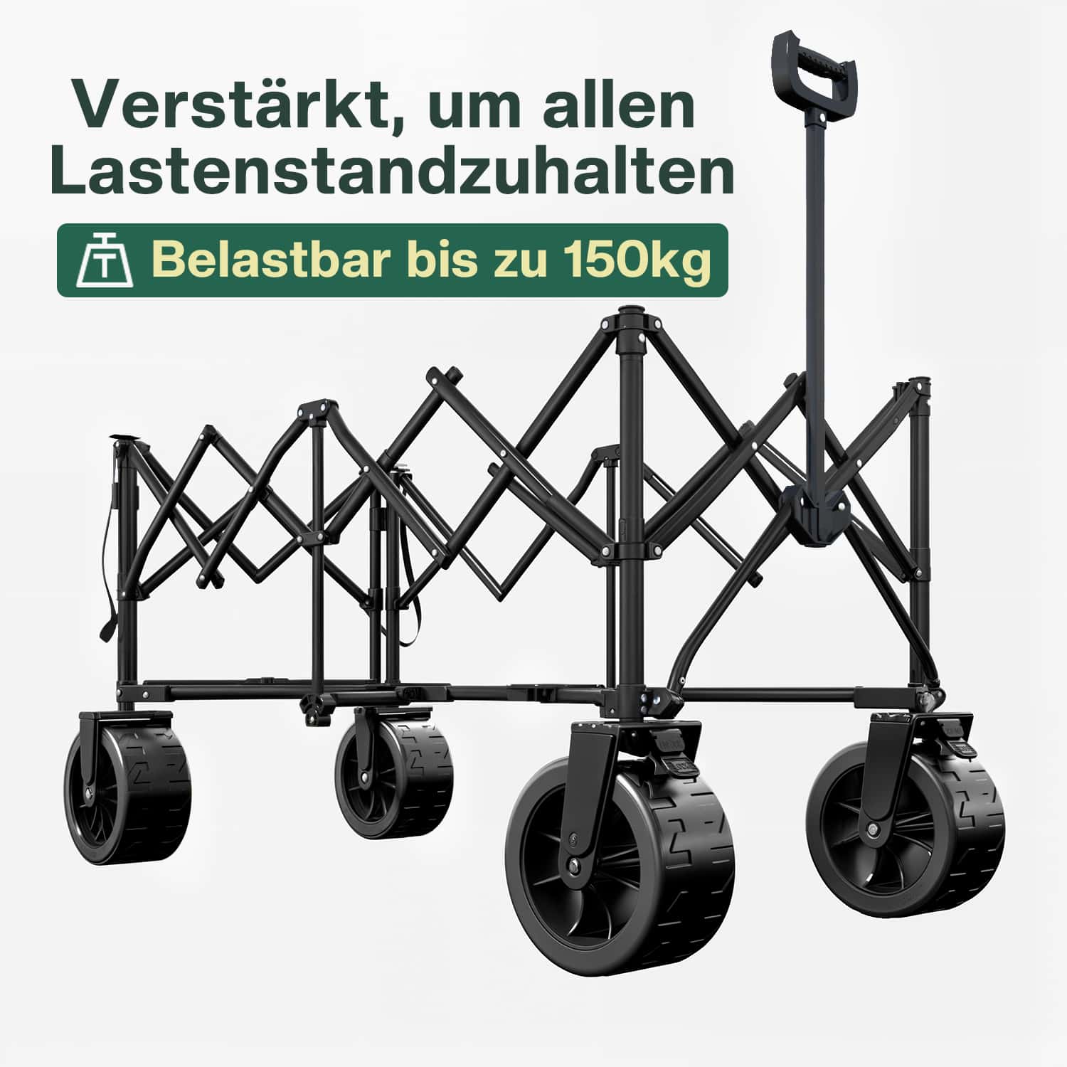 Faltbarer Bollerwagen mit einseitig aufklappbarer Seitenwand