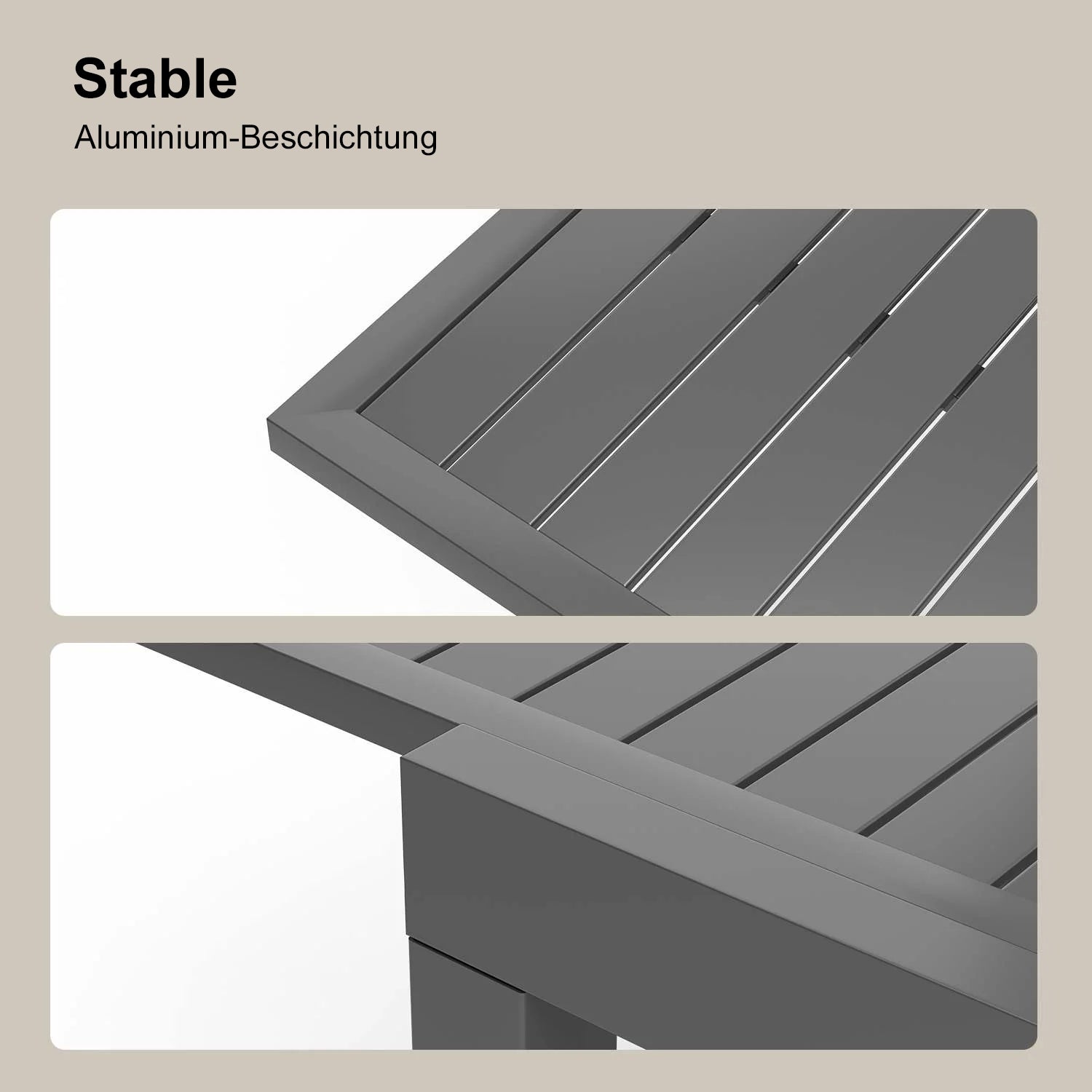 Yardwell 2-4 Sitzer Gartentisch ausziehbar Set aus Aluminium 80-160 x 80cm
