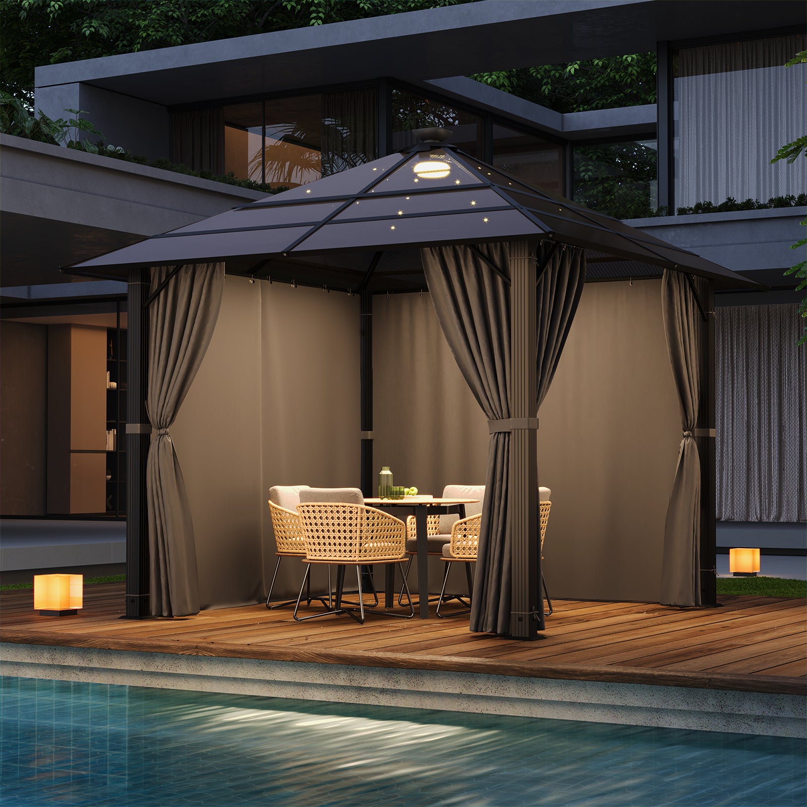 Yardwell Premium Hardtop Pavillon | Aluminium Dach & Gestell | 3x4m & 3x3m | Winterfest, Stabil & 100% Wasserdicht | Anthrazit