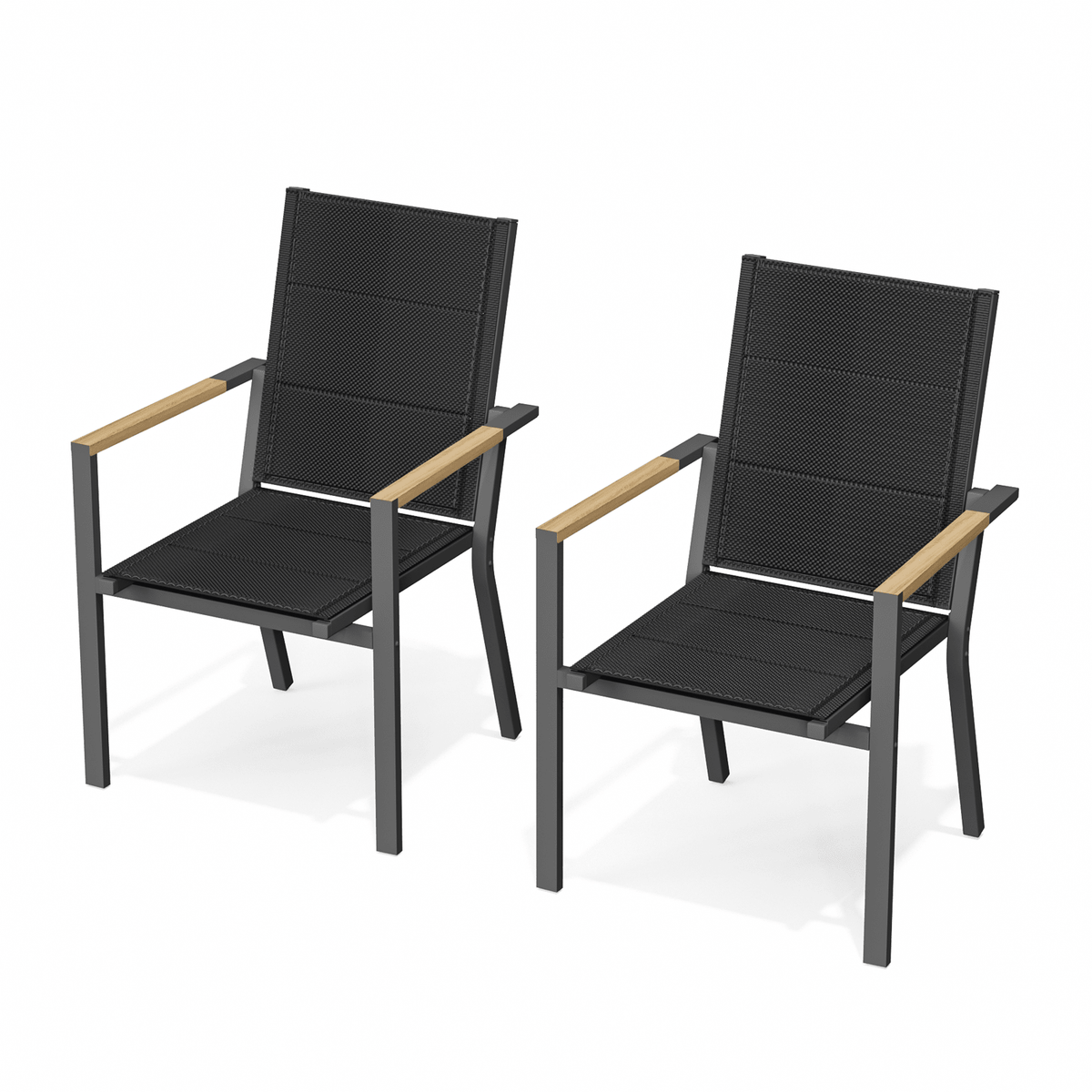 Gartenstühle Stapelbar Modern us Aluminium 2er Set Günstig (Aluminium - Griff oder Holzmaserungs - Griff) - Yardwell