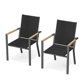 Gartenstühle Stapelbar Modern us Aluminium 2er Set Günstig (Aluminium - Griff oder Holzmaserungs - Griff) - Yardwell