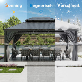 Pavillon 3.65X4.85m mit Stahldach, Seitenwand und Moskitonetz - Yardwell