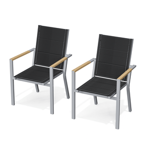 Gartenstühle Stapelbar Modern us Aluminium 2er Set Günstig (Aluminium - Griff oder Holzmaserungs - Griff) - Yardwell