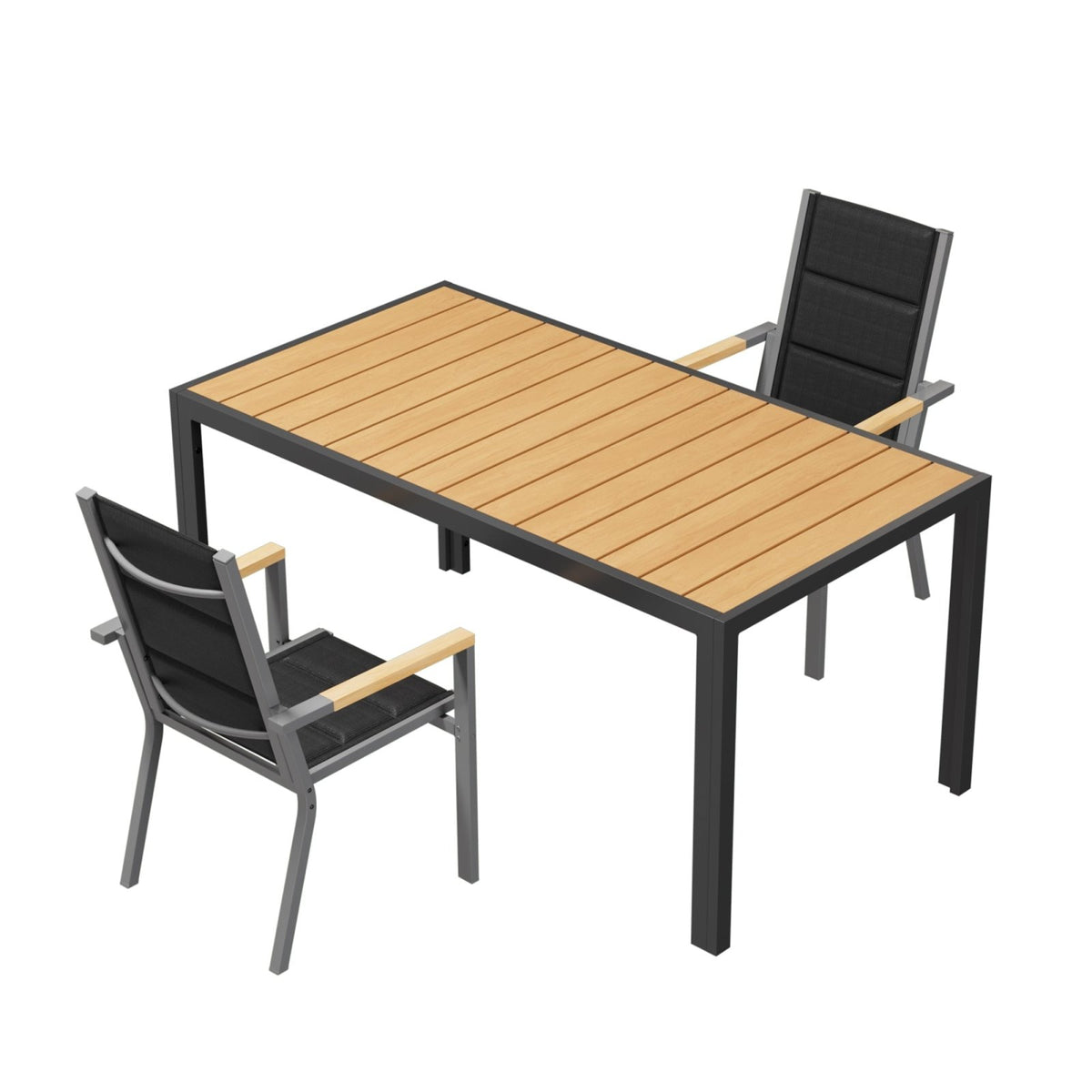 Balkonmöbel Set 150 cm – Aluminium in Holzoptik für 2 bis 4 Personen - Yardwell