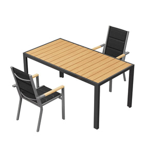 Balkonmöbel Set 150 cm – Aluminium in Holzoptik für 2 bis 4 Personen - Yardwell