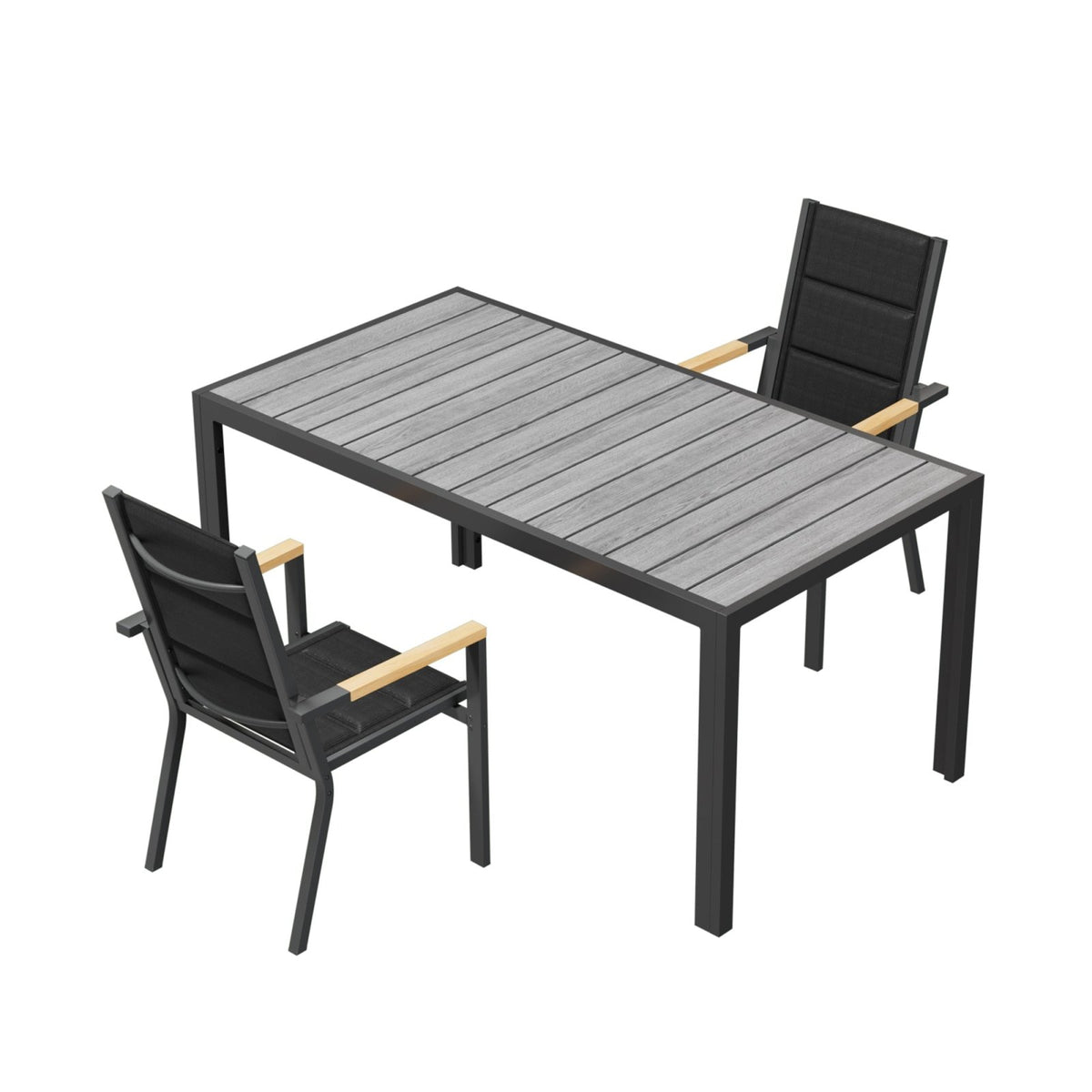 Balkonmöbel Set 150 cm – Aluminium in Holzoptik für 2 bis 4 Personen - Yardwell
