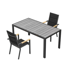 Balkonmöbel Set 150 cm – Aluminium in Holzoptik für 2 bis 4 Personen - Yardwell