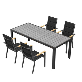 Gartenmöbel Set 189 cm – Aluminium Holzoptik | Für 4, 6 oder 8 Personen mit Armlehnstühlen - Yardwell