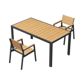 Balkonmöbel Set 150 cm – Aluminium in Holzoptik für 2 bis 4 Personen - Yardwell