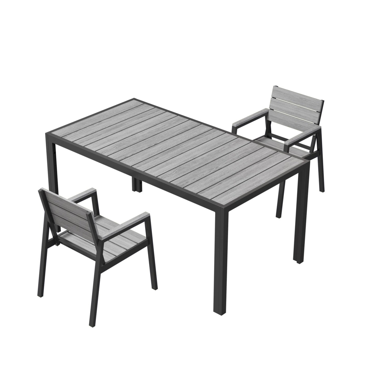 Balkonmöbel Set 150 cm – Aluminium in Holzoptik für 2 bis 4 Personen - Yardwell