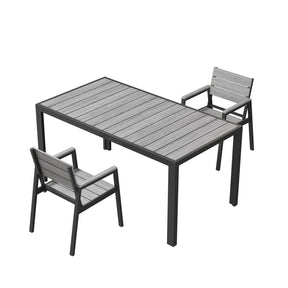 Balkonmöbel Set 150 cm – Aluminium in Holzoptik für 2 bis 4 Personen - Yardwell