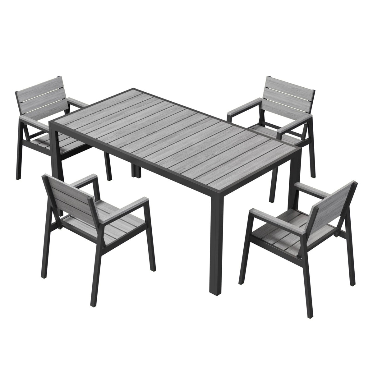 Balkonmöbel Set 150 cm – Aluminium in Holzoptik für 2 bis 4 Personen - Yardwell