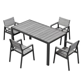 Balkonmöbel Set 150 cm – Aluminium in Holzoptik für 2 bis 4 Personen - Yardwell