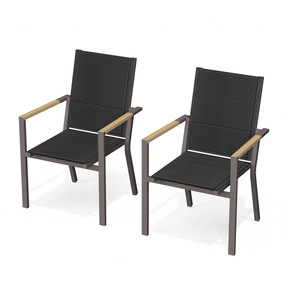 Gartenstühle Stapelbar Modern us Aluminium 2er Set Günstig (Aluminium - Griff oder Holzmaserungs - Griff) - Yardwell