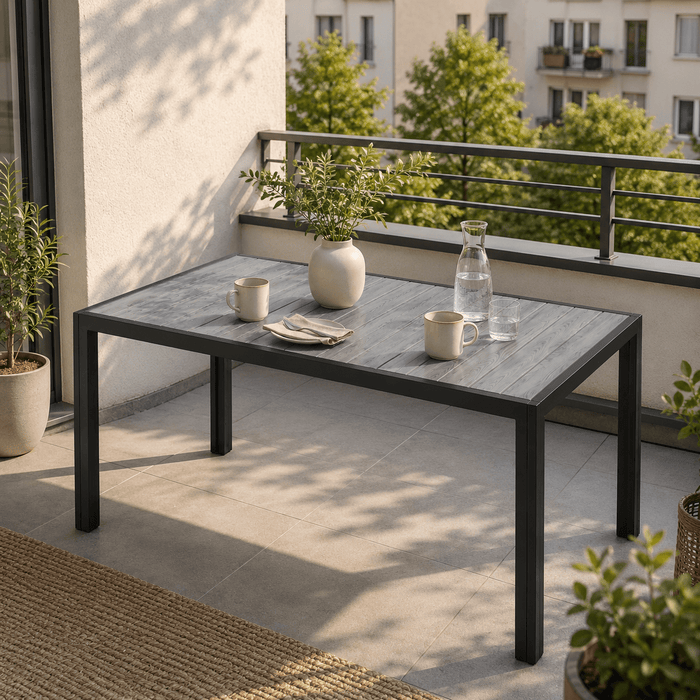 Gartentisch Holzoptik Wetterfest – Aluminium mit HIPS-Tischplatte