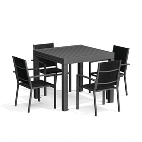 Balkonmöbel Set ausziehbar – Tisch 81–163 cm mit 2 oder 4 Armlehnstühlen, Aluminium, 3 Farben - Yardwell