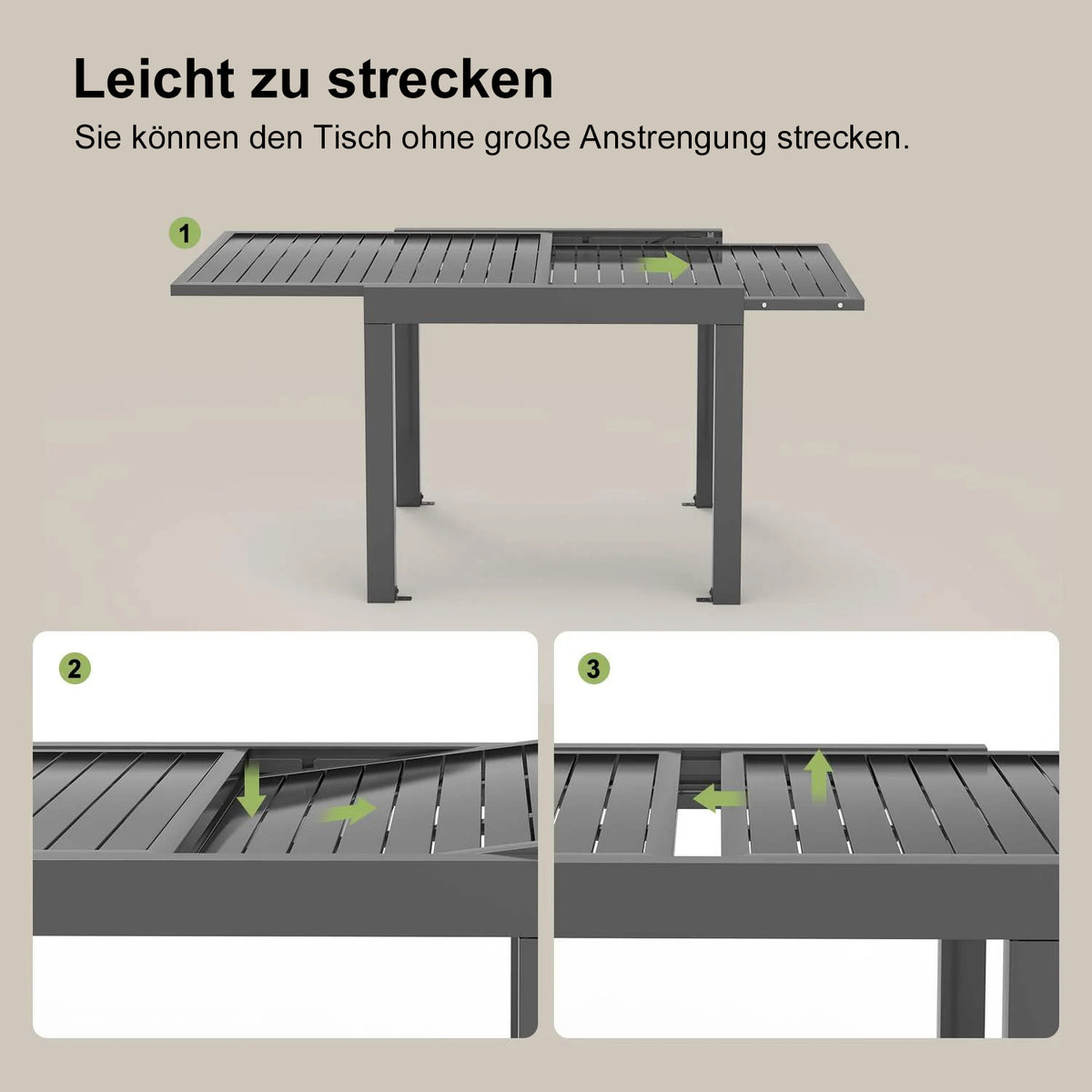 Gartentisch Ausziehbar Wetterfest aus Aluminium - Yardwell