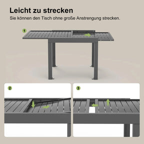 Gartentisch Ausziehbar Wetterfest aus Aluminium - Yardwell