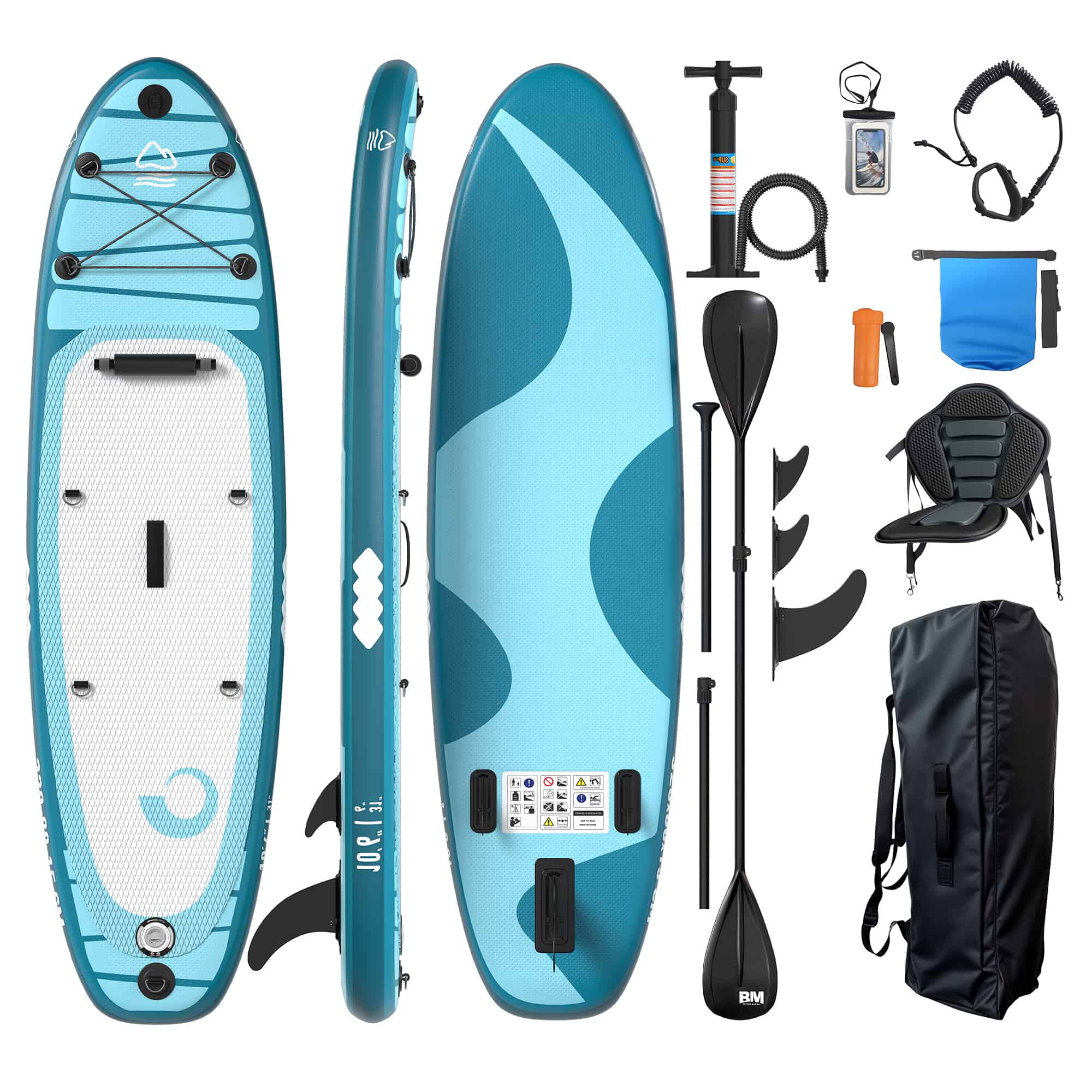 Yardwell Aufblasbares Stand Up Paddle Board Mit Kajaksitz und verstellbarem Schlagbrett, Bis 160kg