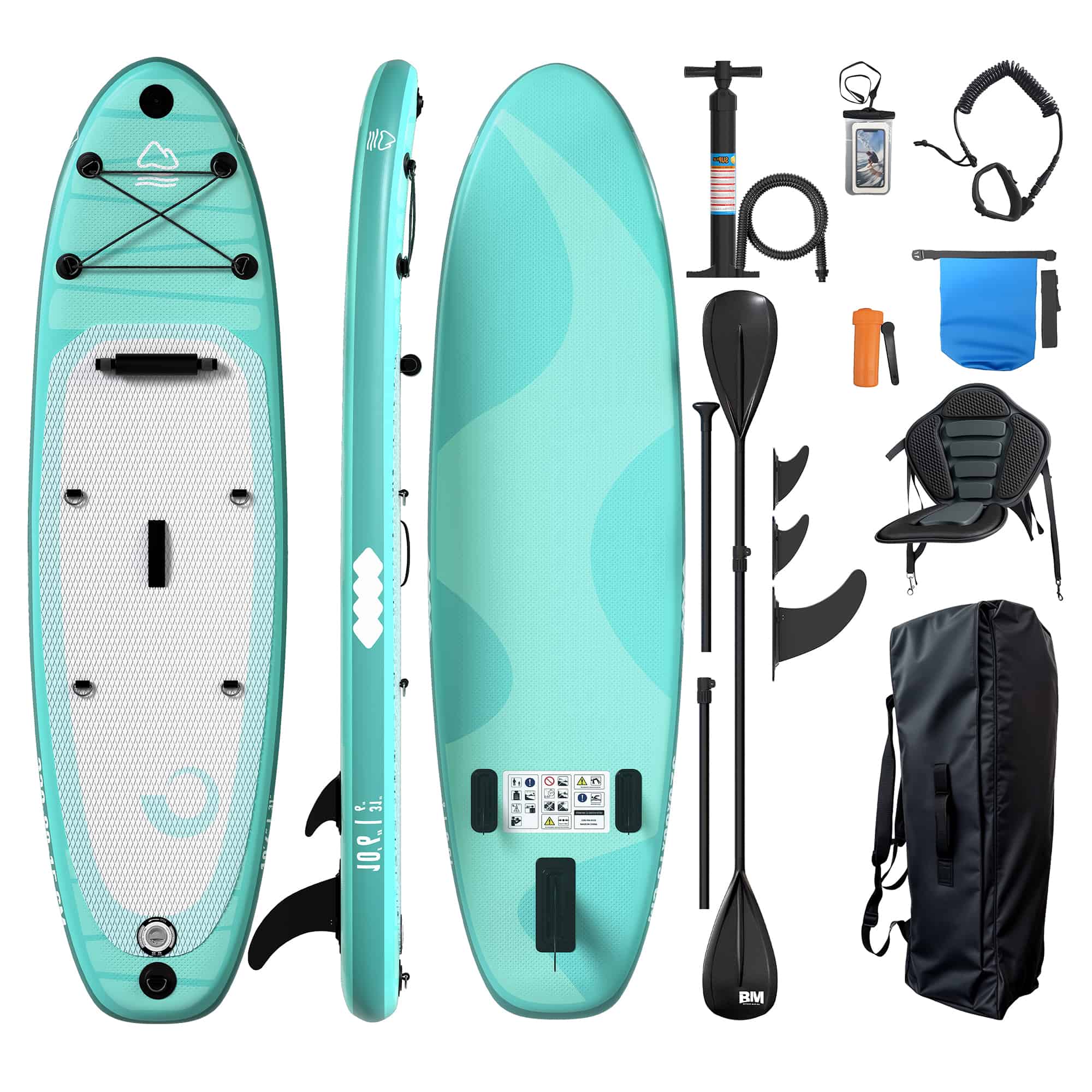 Yardwell Aufblasbares Stand Up Paddle Board Mit Kajaksitz und verstellbarem Schlagbrett, Bis 160kg