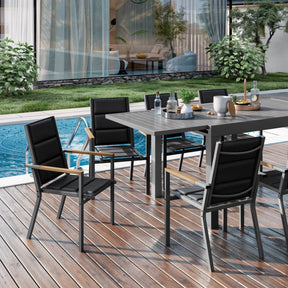 Gartenstühle Stapelbar Modern us Aluminium 2er Set Günstig (Aluminium - Griff oder Holzmaserungs - Griff) - Yardwell