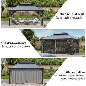Pavillon 3.65X4.85m mit Stahldach, Seitenwand und Moskitonetz - Yardwell