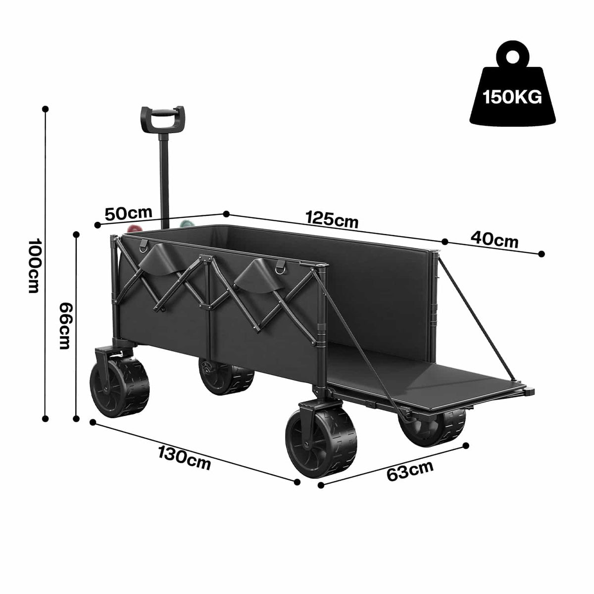 Faltbarer Bollerwagen 150KG mit einseitig aufklappbarer Seitenwand - Yardwell