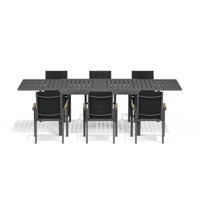 Gartenmöbel Set ausziehbar – Tisch 130–260 cm mit 6, 8 oder 10 Armlehnstühlen, Aluminium, 3 Farben - Yardwell