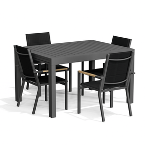 Balkonmöbel Set ausziehbar – Tisch 81–163 cm mit 2 oder 4 Armlehnstühlen, Aluminium, 3 Farben - Yardwell
