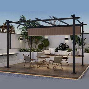 Yardwell Pergola Gartenpavillon mit einziehbarem Dach | 3x4m & 3x3m | Verstellbares Sonnendach | Wasserdicht & Stabil - Yardwell