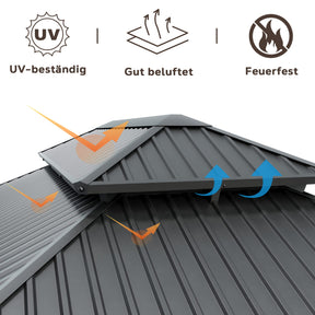 Pavillon 3.65X4.85m mit Stahldach, Seitenwand und Moskitonetz - Yardwell