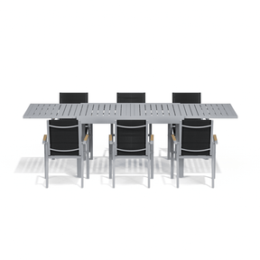 Gartenmöbel Set ausziehbar – Tisch 130–260 cm mit 6, 8 oder 10 Armlehnstühlen, Aluminium, 3 Farben - Yardwell