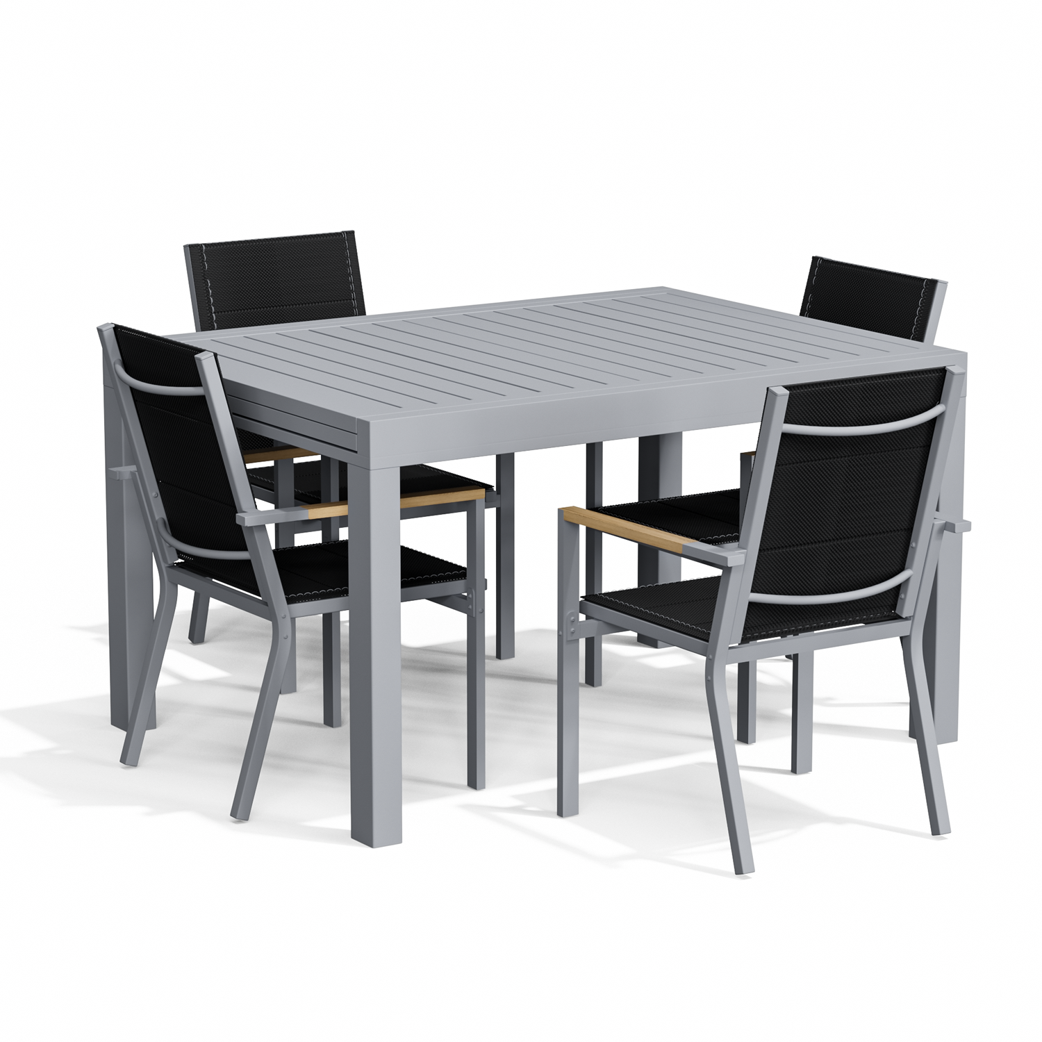 Yardwell 2-4 Sitzer Gartentisch ausziehbar Set aus Aluminium 130-260x80cm