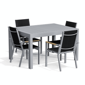 Balkonmöbel Set ausziehbar – Tisch 81–163 cm mit 2 oder 4 Armlehnstühlen, Aluminium, 3 Farben - Yardwell