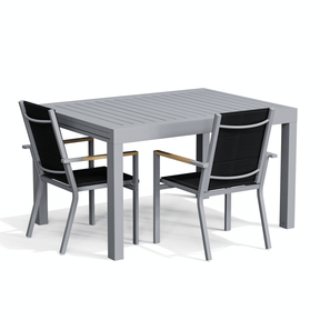 Balkonmöbel Set ausziehbar – Tisch 81–163 cm mit 2 oder 4 Armlehnstühlen, Aluminium, 3 Farben - Yardwell
