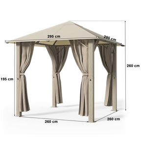 Yardwell Alu - Gartenpavillon 3x3m & 3x4m | Rostfreies Aluminiumgestell | 100% Wasserdicht & Stabil | Modernes Design - Yardwell
