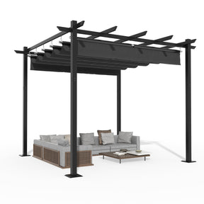 Yardwell Pergola Gartenpavillon mit einziehbarem Dach | 3x4m & 3x3m | Verstellbares Sonnendach | Wasserdicht & Stabil - Yardwell