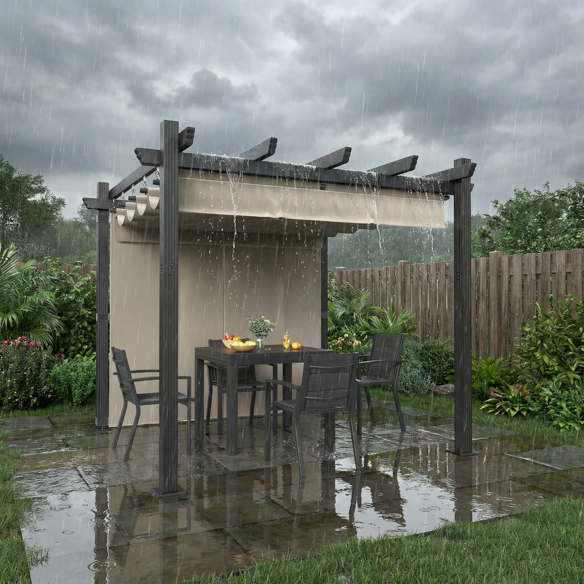 Pergola Gartenpavillon Wasserdicht mit Verstellbares und PA-Beschichtung Dach