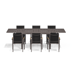 Gartenmöbel Set ausziehbar – Tisch 130–260 cm mit 6, 8 oder 10 Armlehnstühlen, Aluminium, 3 Farben - Yardwell