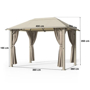 Yardwell Alu - Gartenpavillon 3x3m & 3x4m | Rostfreies Aluminiumgestell | 100% Wasserdicht & Stabil | Modernes Design - Yardwell
