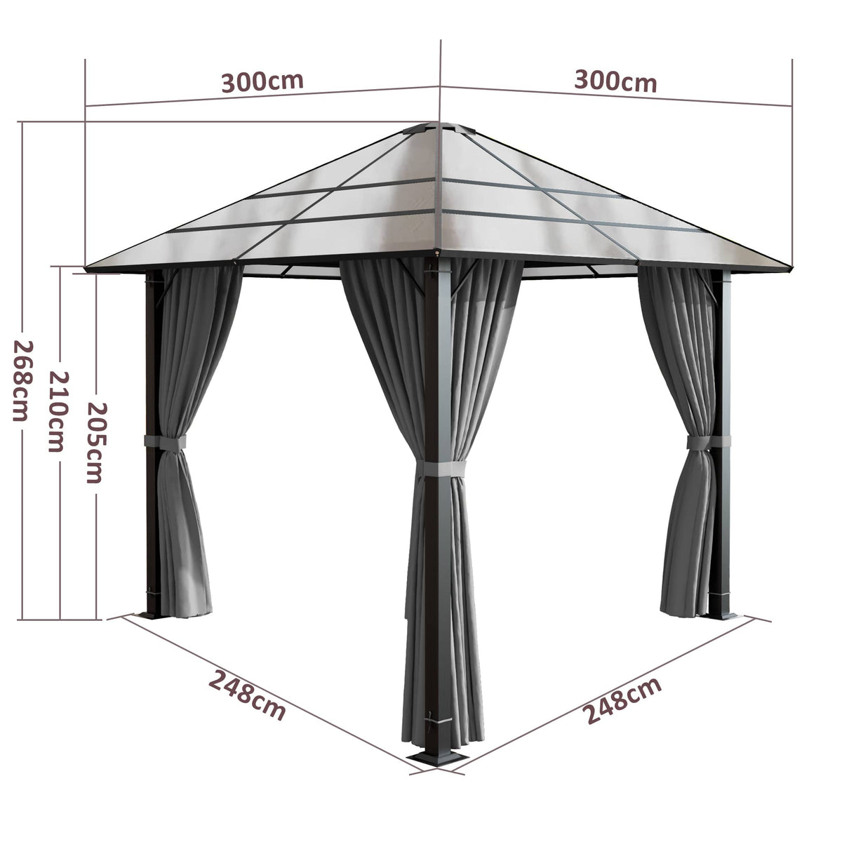 Yardwell Premium Hardtop Pavillon | Aluminium Dach & Gestell | 3x4m & 3x3m | Winterfest, Stabil & 100% Wasserdicht | Anthrazit - Yardwell