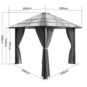 Yardwell Premium Hardtop Pavillon | Aluminium Dach & Gestell | 3x4m & 3x3m | Winterfest, Stabil & 100% Wasserdicht | Anthrazit - Yardwell