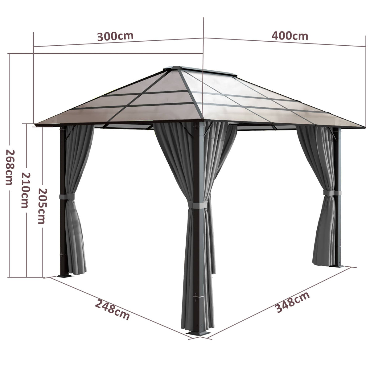 Yardwell Premium Hardtop Pavillon | Aluminium Dach & Gestell | 3x4m & 3x3m | Winterfest, Stabil & 100% Wasserdicht | Anthrazit - Yardwell
